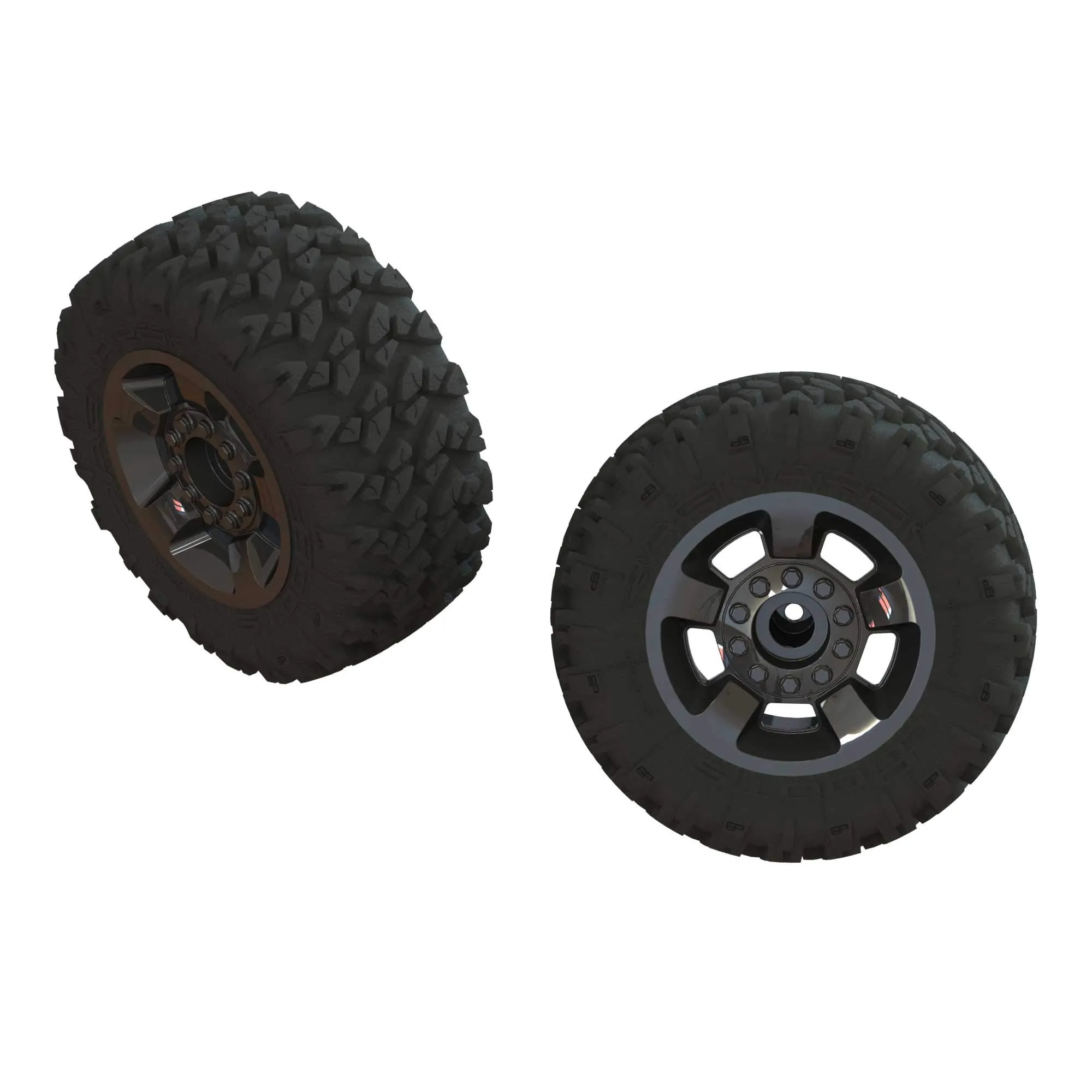ARRMA 1/8 Ragnarok MT 2.8 Pre-Mounted Tires - Black Chrome, 14mm Hex, Durable, Multi-Surface (2)