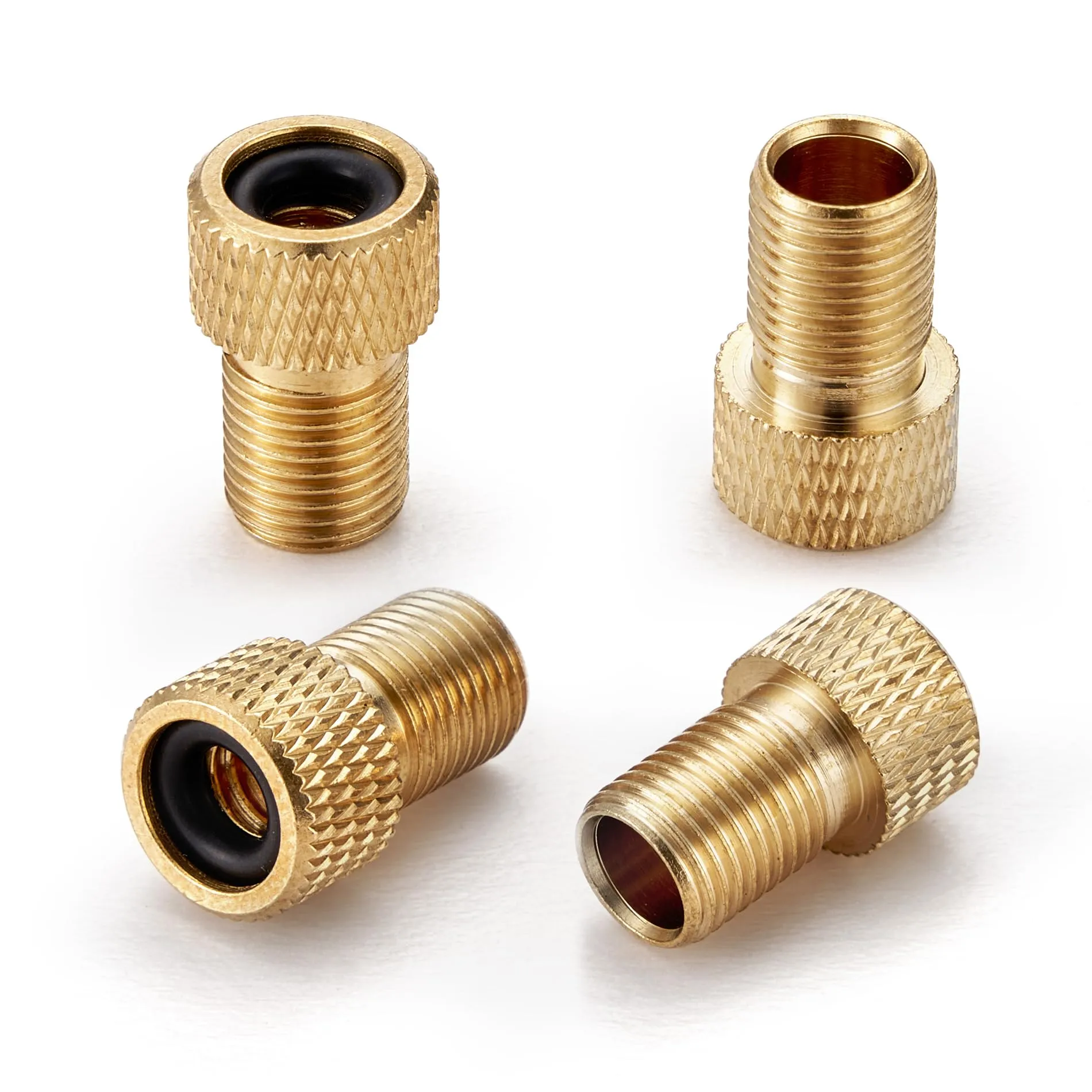 AstroAI Brass Presta Valve Adapter - Convert Presta to Schrader, Inflate with Standard Pump (4 Pack)