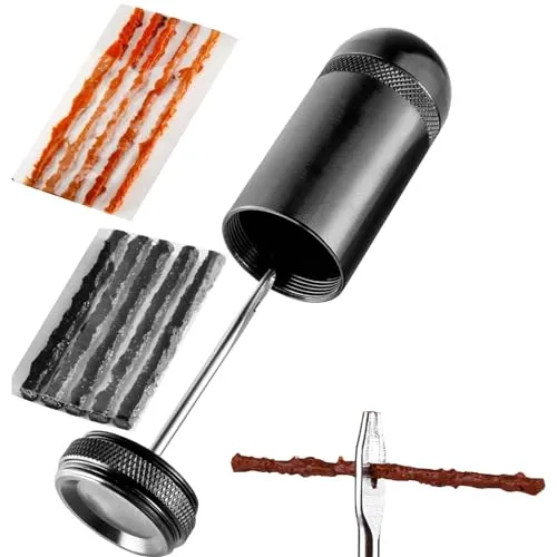ATEN Tubeless Bike Tire Repair Kit for MTB and Road - Includes Plugger Tool, 5 Bacon, 5 Black Strips