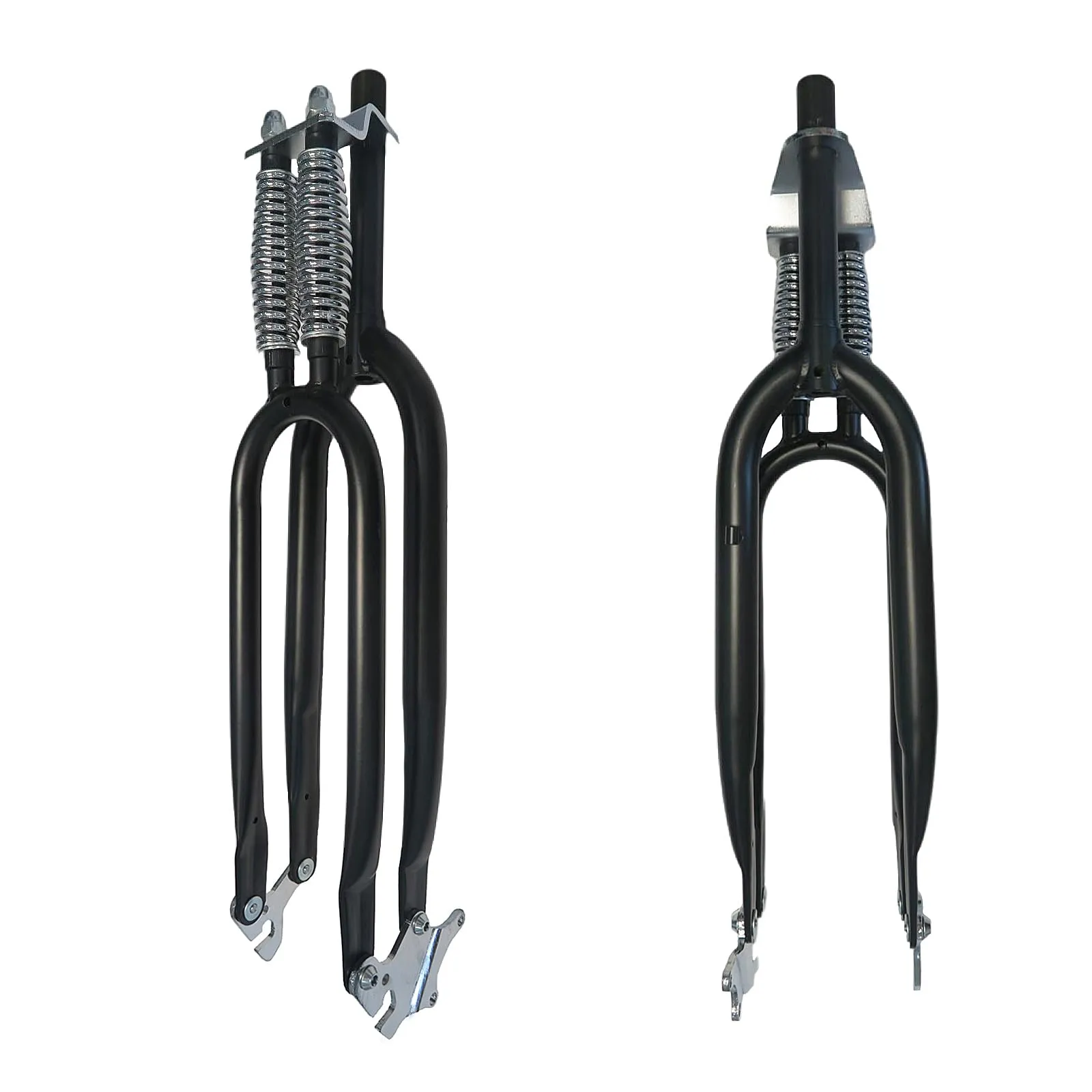 AUTES 26' Springer Fork 1' Threaded Black, Dual Spring Suspension for Cruiser Chopper Bikes
