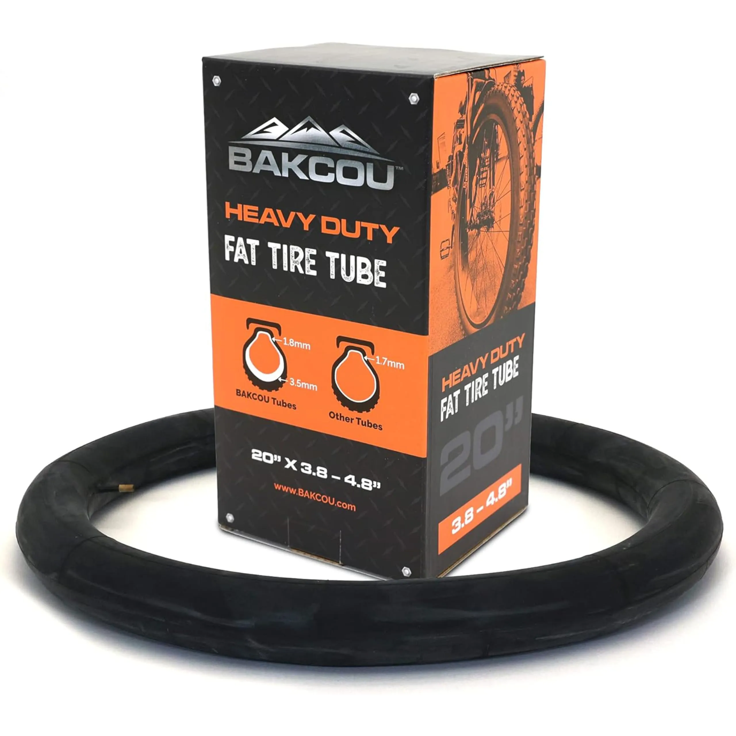 Bakcou Heavy Duty Fat Tire Tube 20x4 - Military-Grade Butyl Rubber, 3.5mm Thickness, Schrader Valve