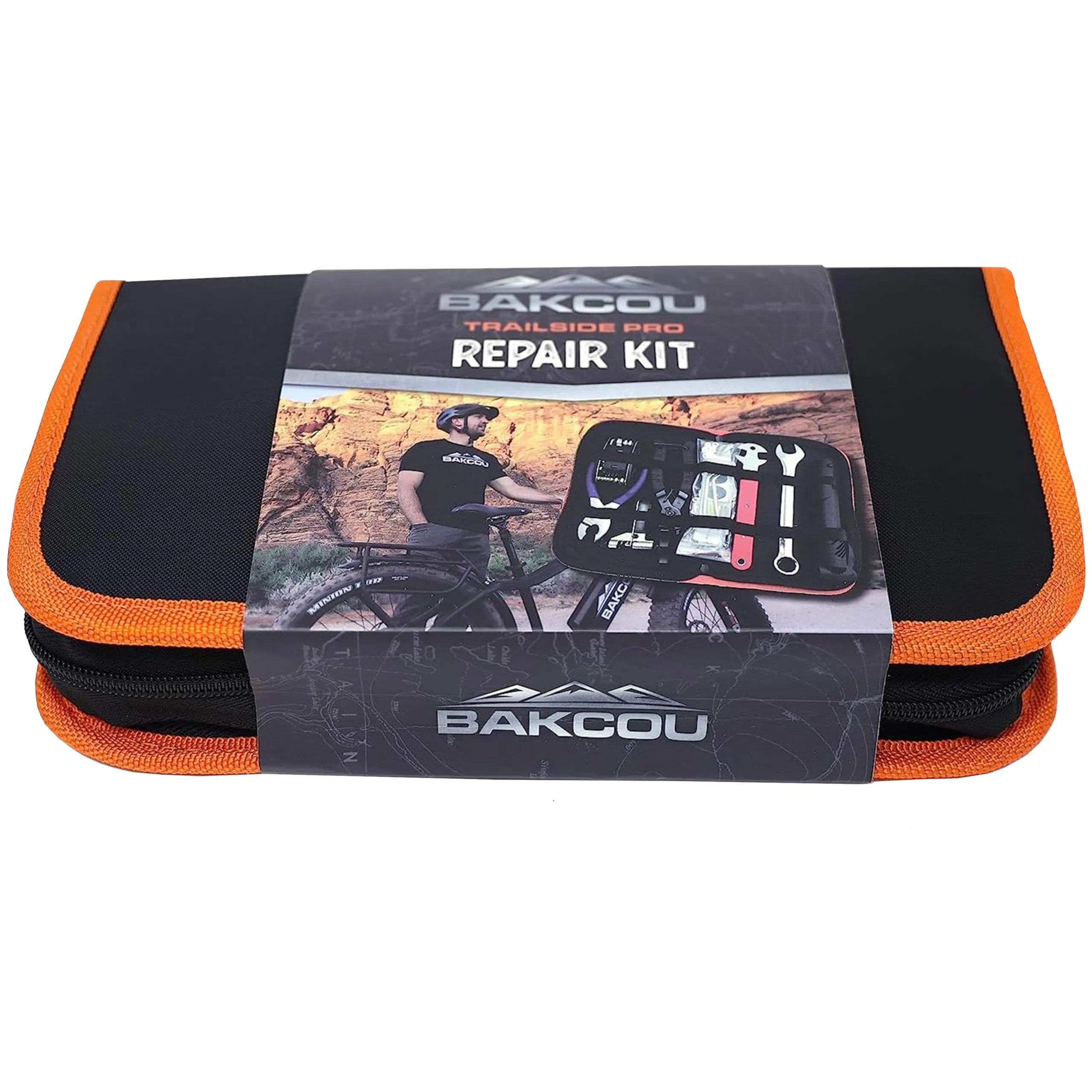 Bakcou Trailside Repair Kit - Portable eBike & Bicycle Tool Set with Multi-Tool, Mini Pump, Tire Patches