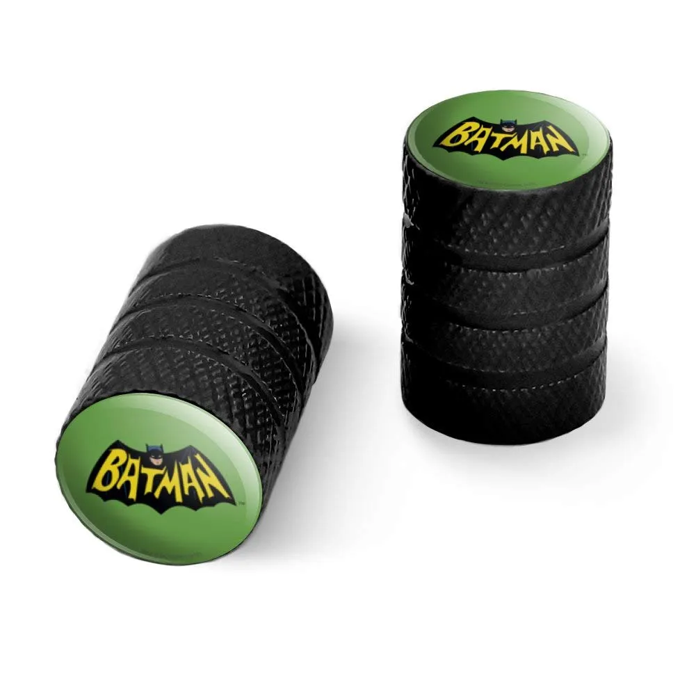 Batman Classic TV Series Logo Valve Stem Caps for Motorcycle & Bicycle - Black Aluminum