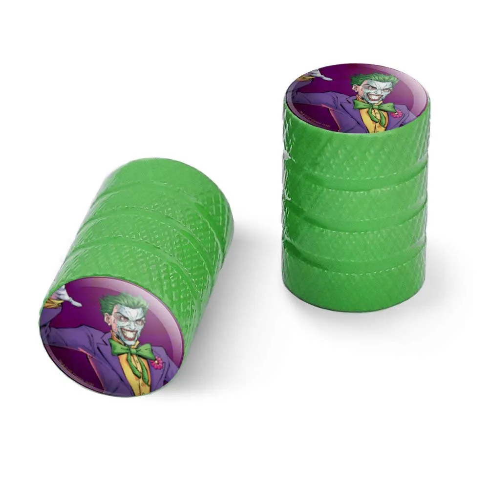 Batman Joker Character Motorcycle Bicycle Valve Stem Caps - Green Aluminum - Officially Licensed