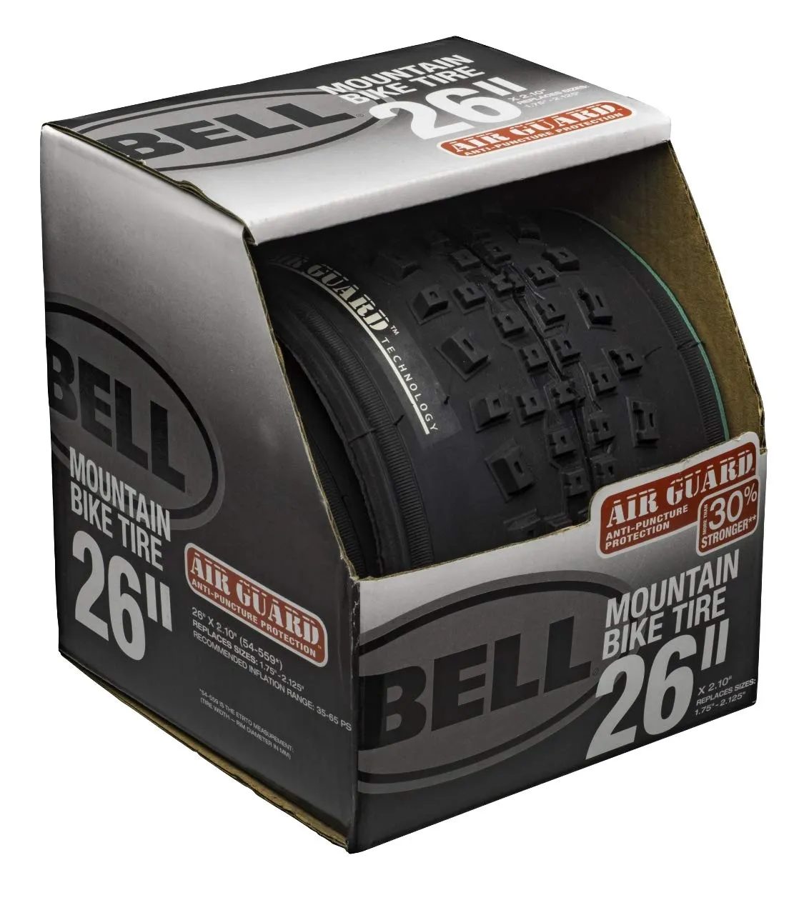 Bell Air Guard Mountain Bike Tire 26 x 1.75-2.125 with Puncture Resistance and Superior Traction