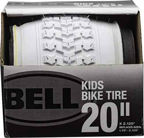 Bell Kids Bike Tires 20' x 2.125' White - Ultra Durable with Superior Traction for Ultimate Control