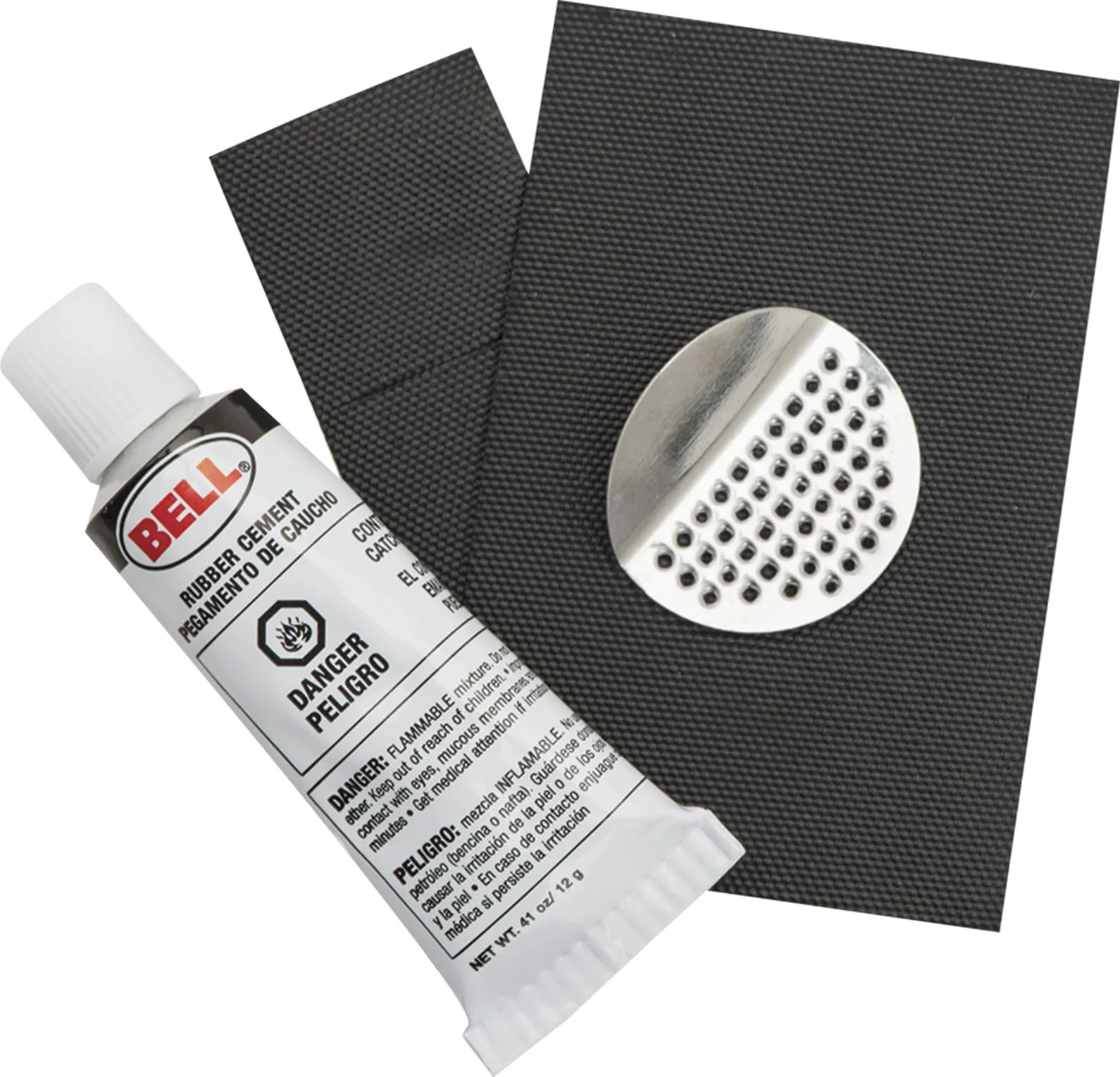 Bell Patch-It Tube Repair Kit - Includes Rubber Cement, 4 Patches & Metal Buffer for All Rubber Inflatable