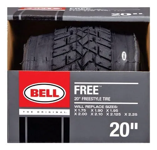 Bell Sports 20' BMX Bike Tire - Black, Freestyle Tread, Durable Carbon Steel Bead, 1.7 lbs