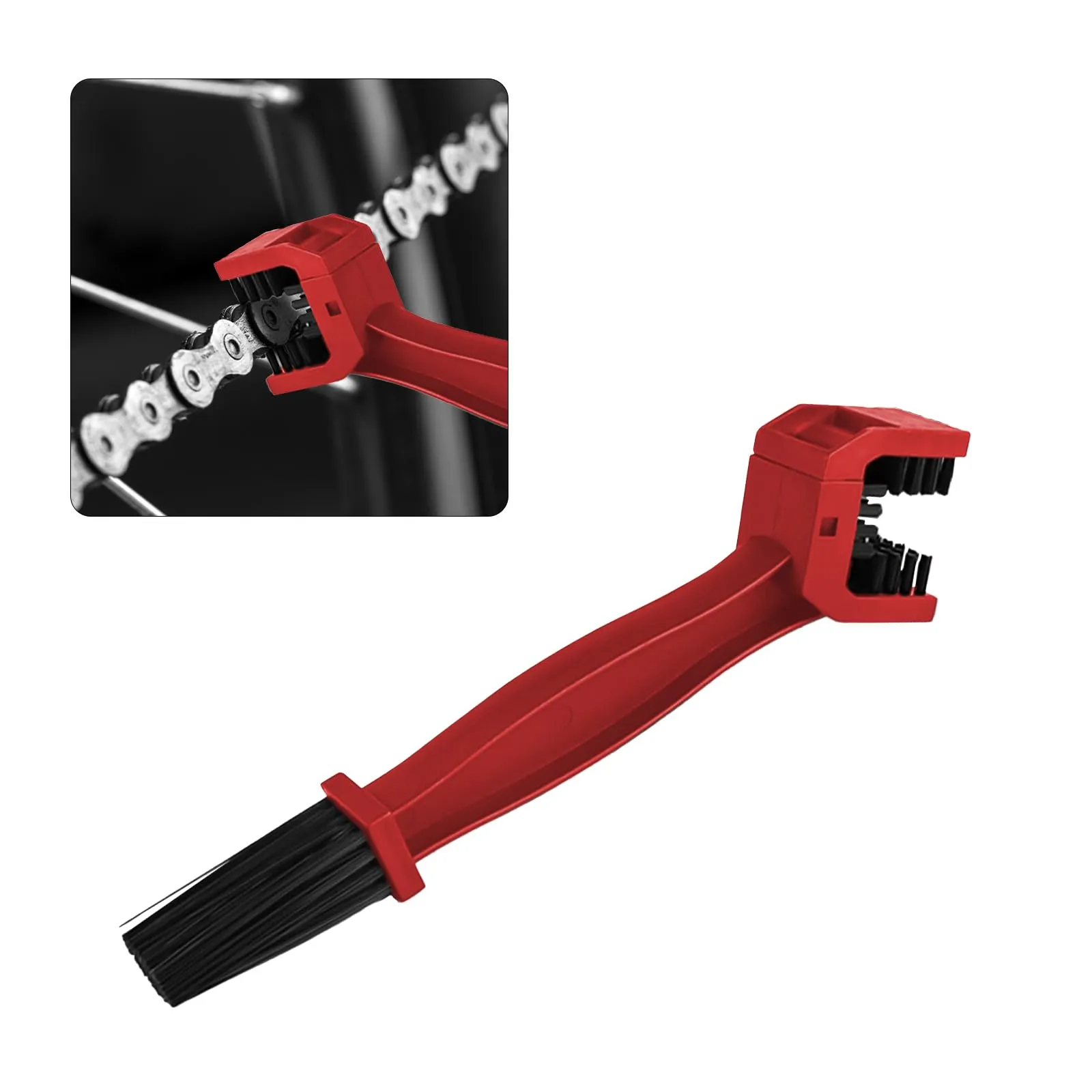 Bicycle & Motorcycle Chain Cleaning Brush Set - Three-Sided Tool for Efficient Bike & Bike Maintenance (Red & Blue)