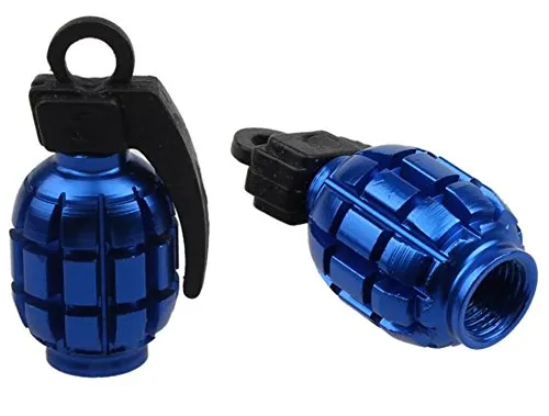 Bicycle Accessories 2PCS Colorful Grenade Valve Caps - Durable Dust Covers for Bike & Car