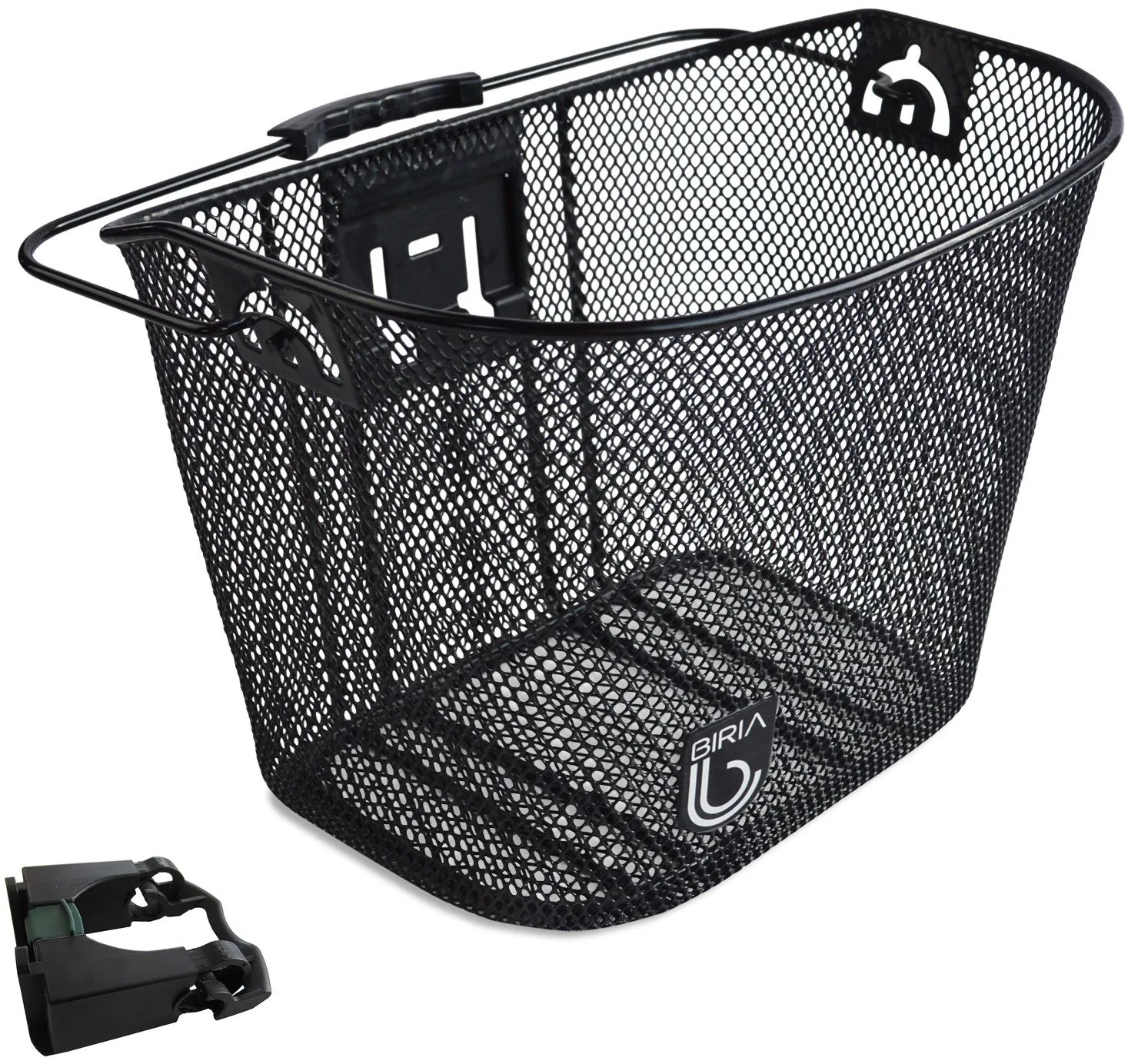 Bicycle Basket Black with Bracket, Quick Release, Removable Wire Mesh, Fits 25MM-50MM Handlebars