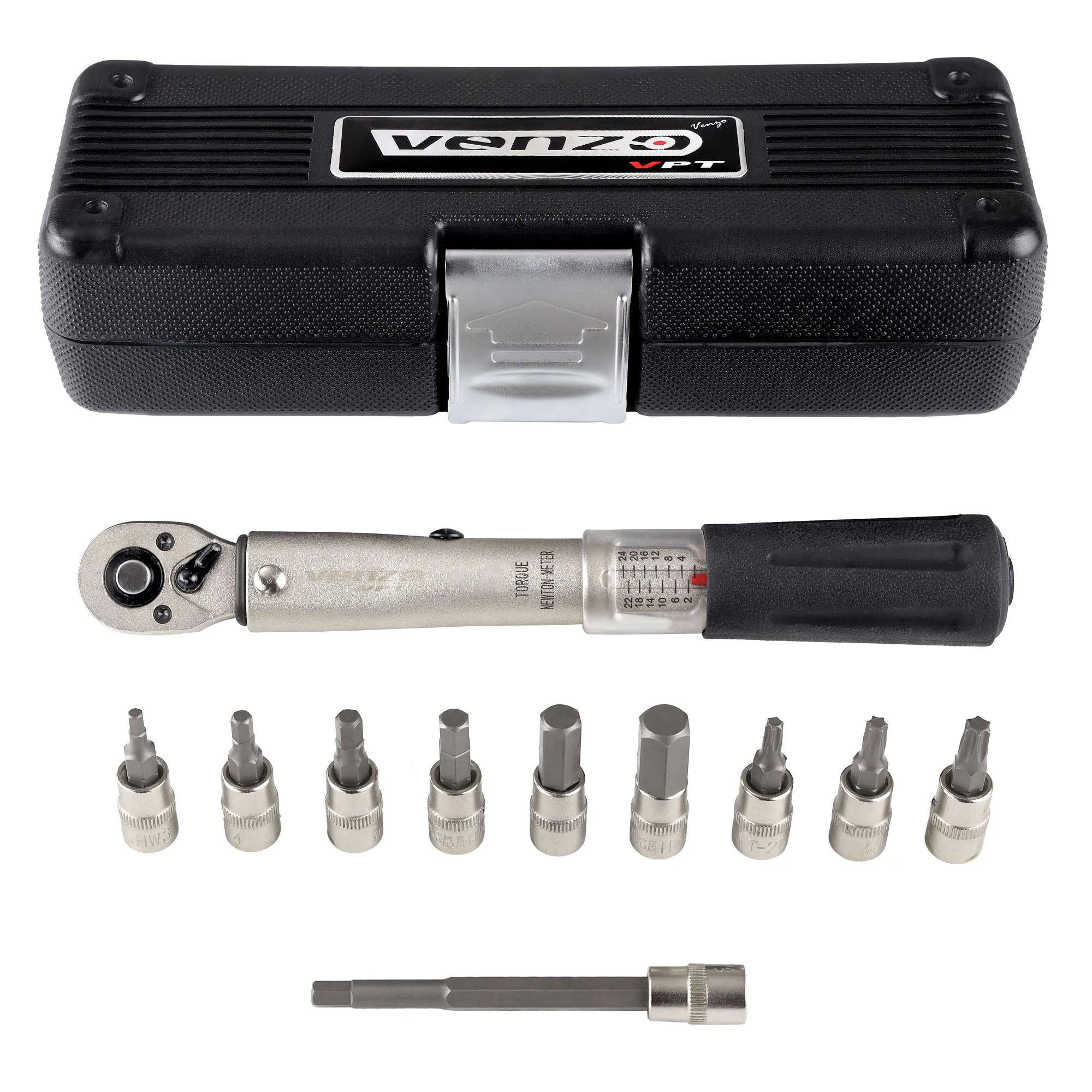 Bicycle Bike Torque Wrench Set 1/4 Inch Driver 2-24Nm Adjustable Allen Key Tools Kit