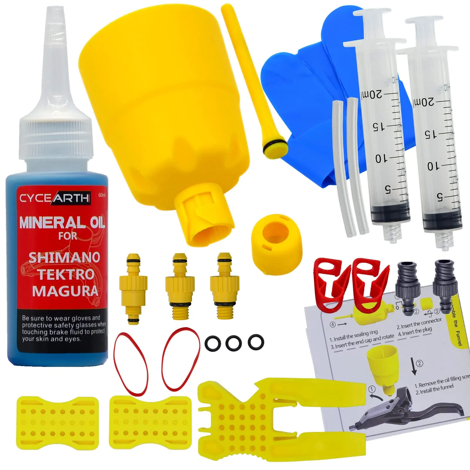 Bicycle Bleed Kit for Magura Hydraulic Disc Brakes - 60ml Oil, Tools & Guide Included