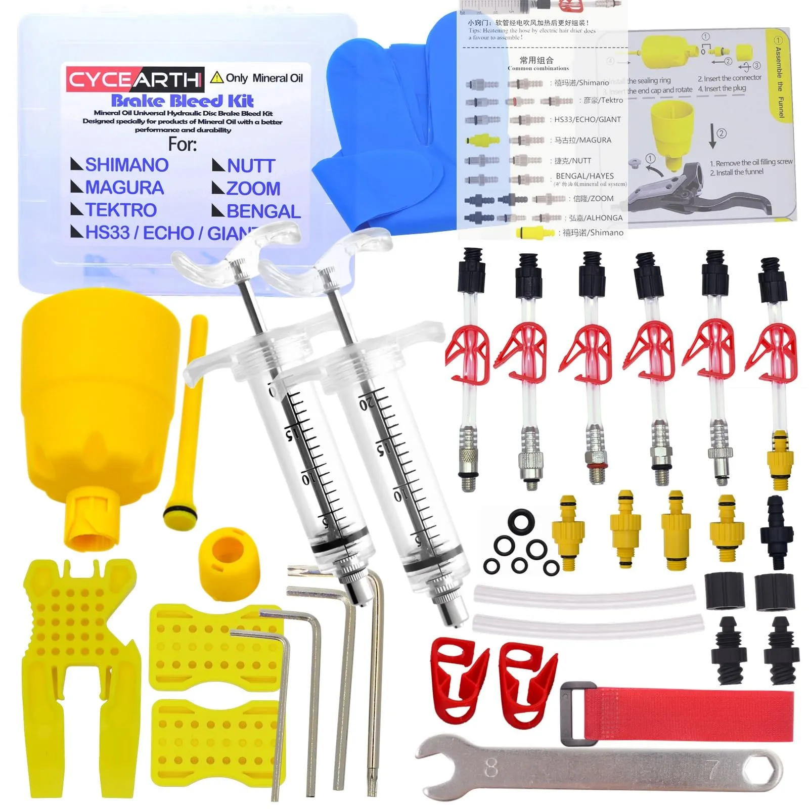 Bicycle Brake Bleed Kit for Shimano TEKTRO MAGURA Zoom - Professional Hydraulic Tool Set