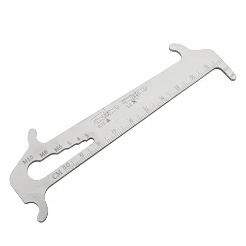 Bicycle Chain Checker Tool - Stainless Steel Wear Indicator, 125mm Length, Multi-Functional Gauge