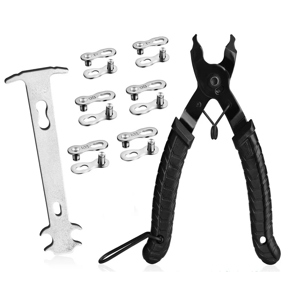 Bicycle Chain Repair Tool Kit - Link Pliers, Chain Wear Checker & 6 Pairs Missing Links