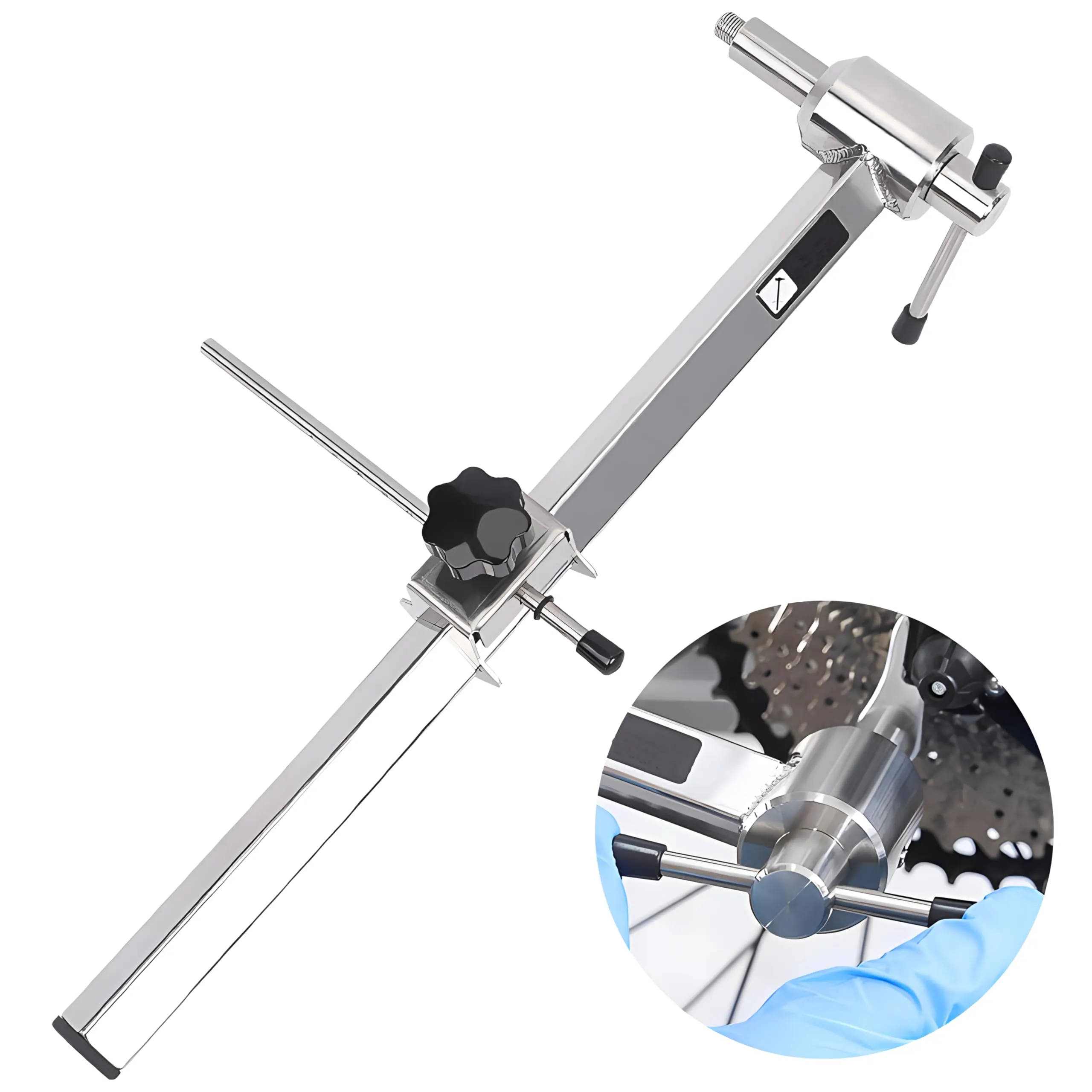 Bicycle Derailleur Hanger Alignment Gauge Tool with Clip-On Handlebar Alignment for Accurate Wheel Alignment