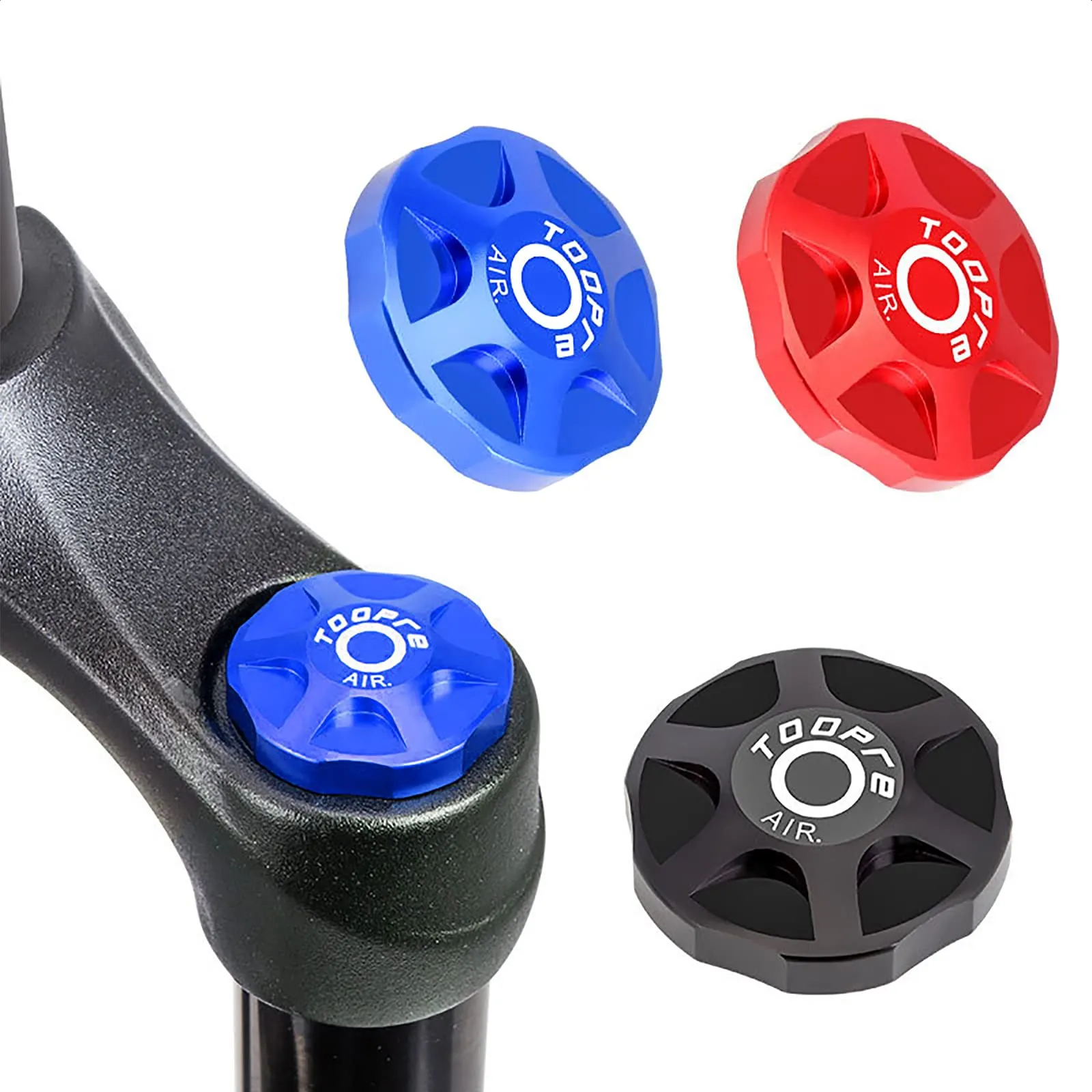 Bicycle Front Fork Cap Suspension Cover - Aluminum Alloy Valve Protector for Mountain & Road Bikes (Blue)