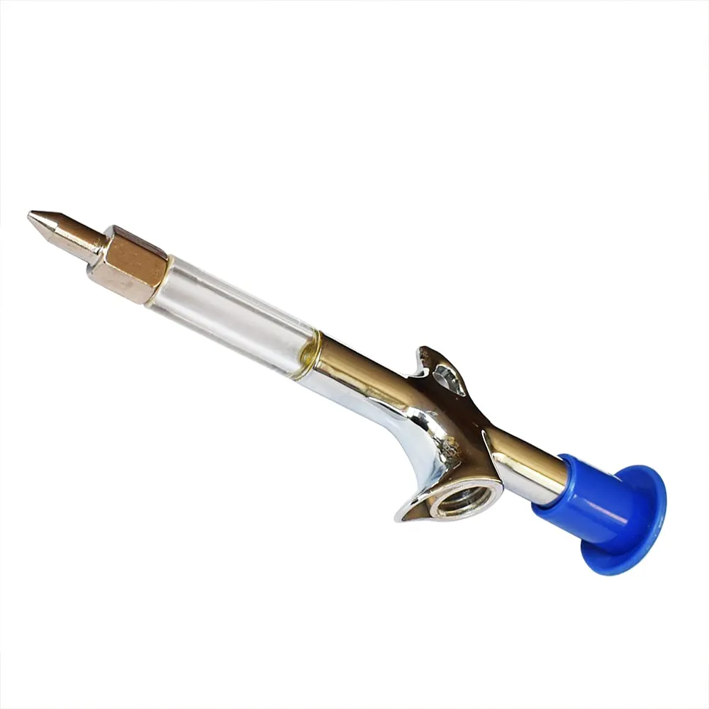 Bicycle Grease Injector Gun Tool - Silver + Blue - For Bike Headset Bearings, Pedals, Hubs