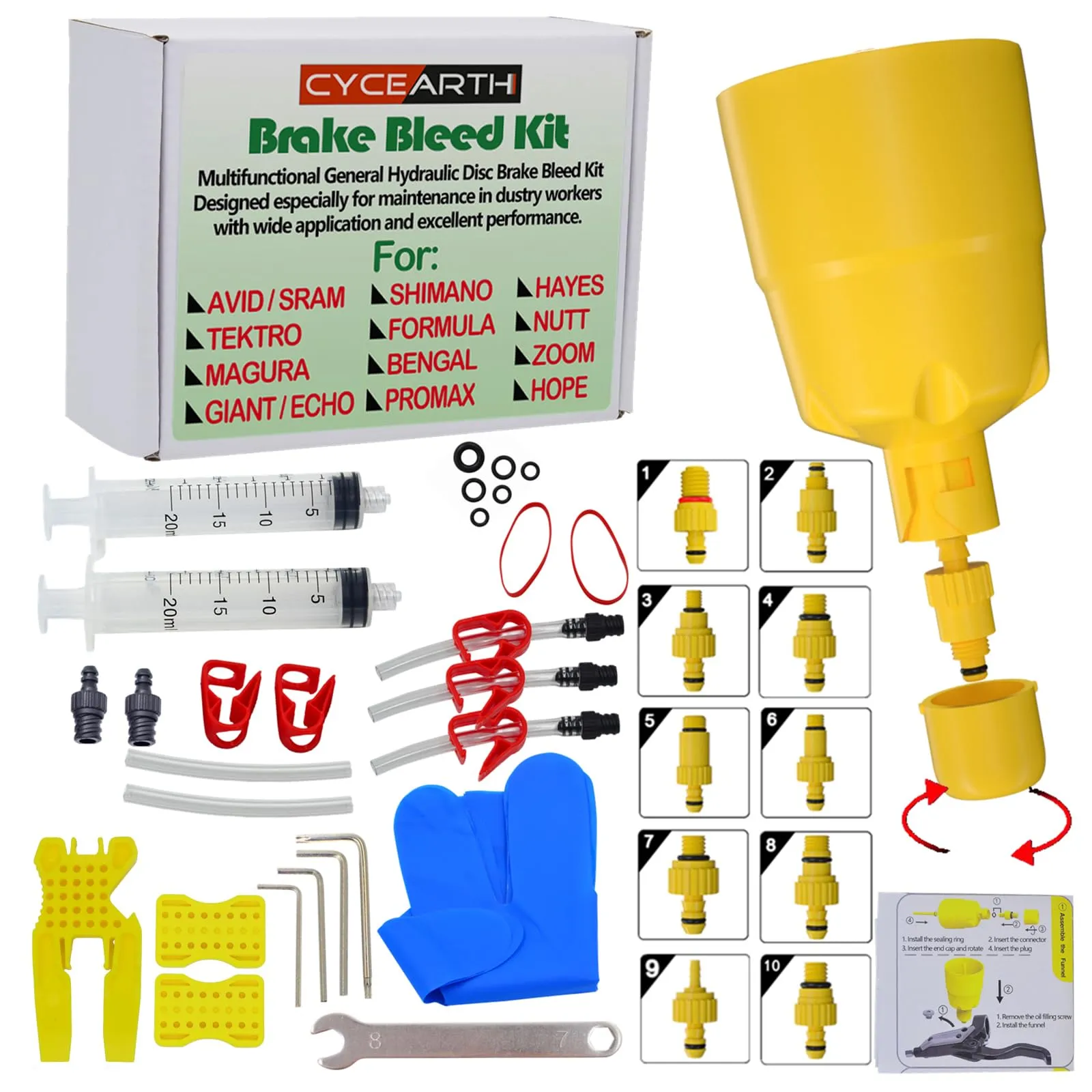 Bicycle Hydraulic Disc Brake Oil Bleed Kit for Shimano SRAM Avid Tektro Magura - Bike Repair Tool