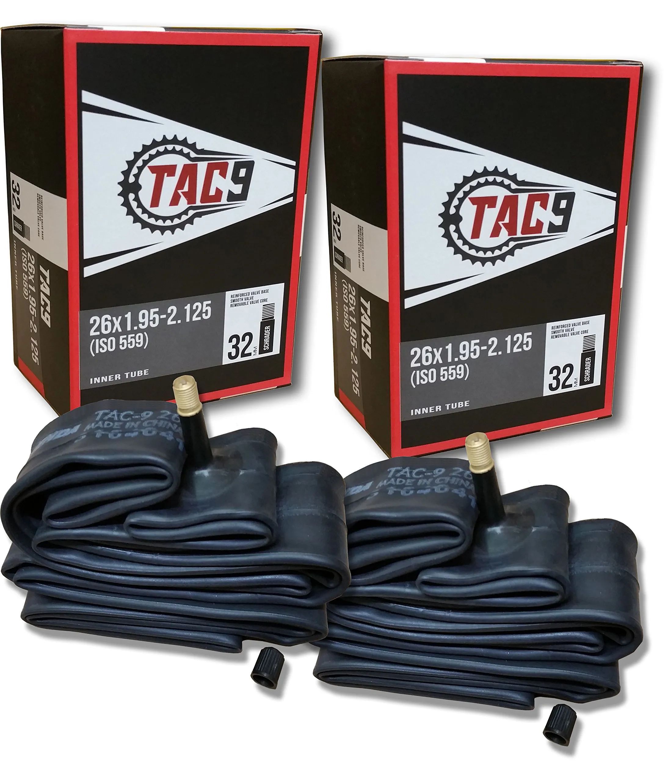 Bicycle Inner Tube 26 x 1.95-2.125 with 32mm Schrader Valve - Bundle Options with Rim Strips
