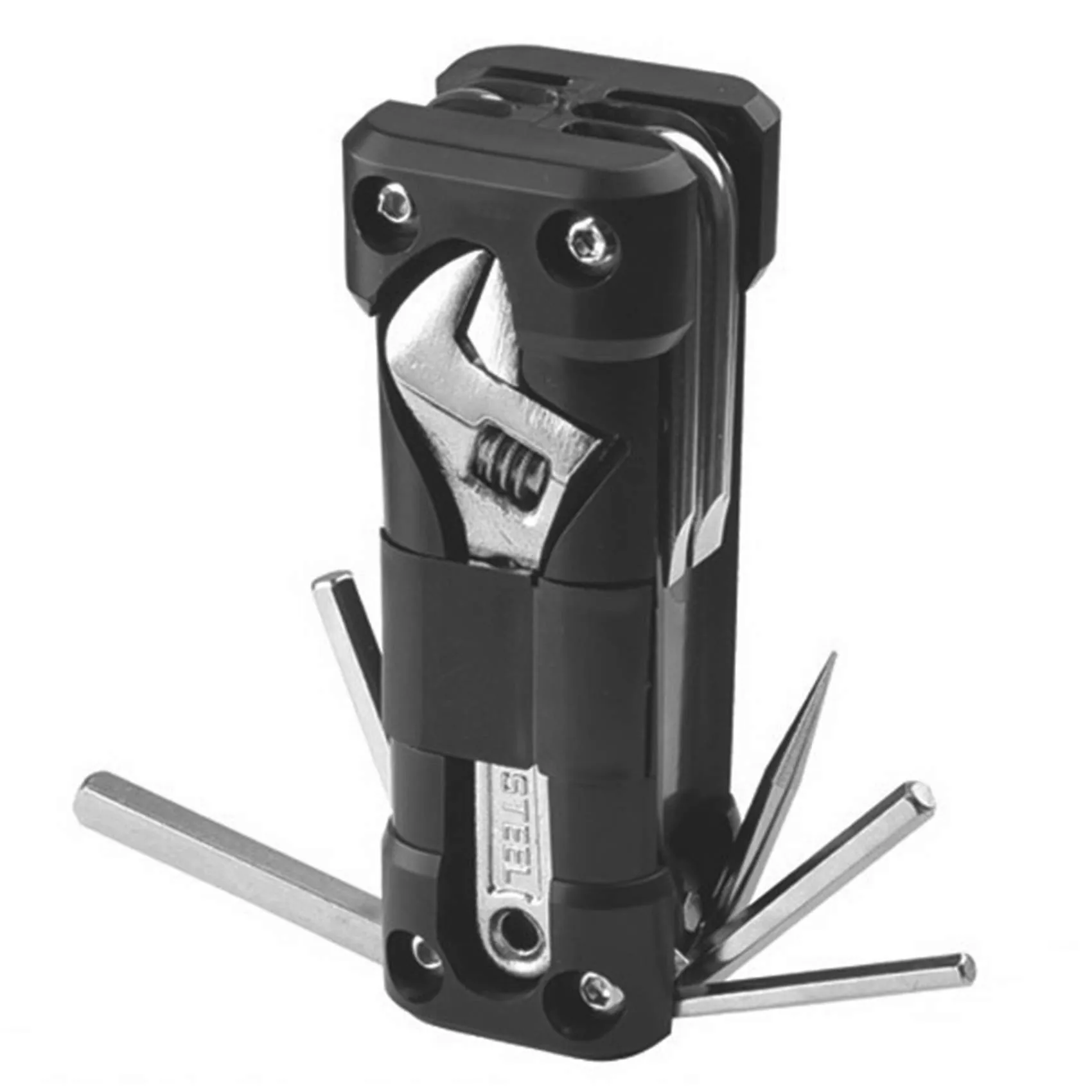 Bicycle Multifunction Tool Kit - TAMOSH Multitool Tire Repair Set, Black, 12.5 x 4.7 x 4.2cm