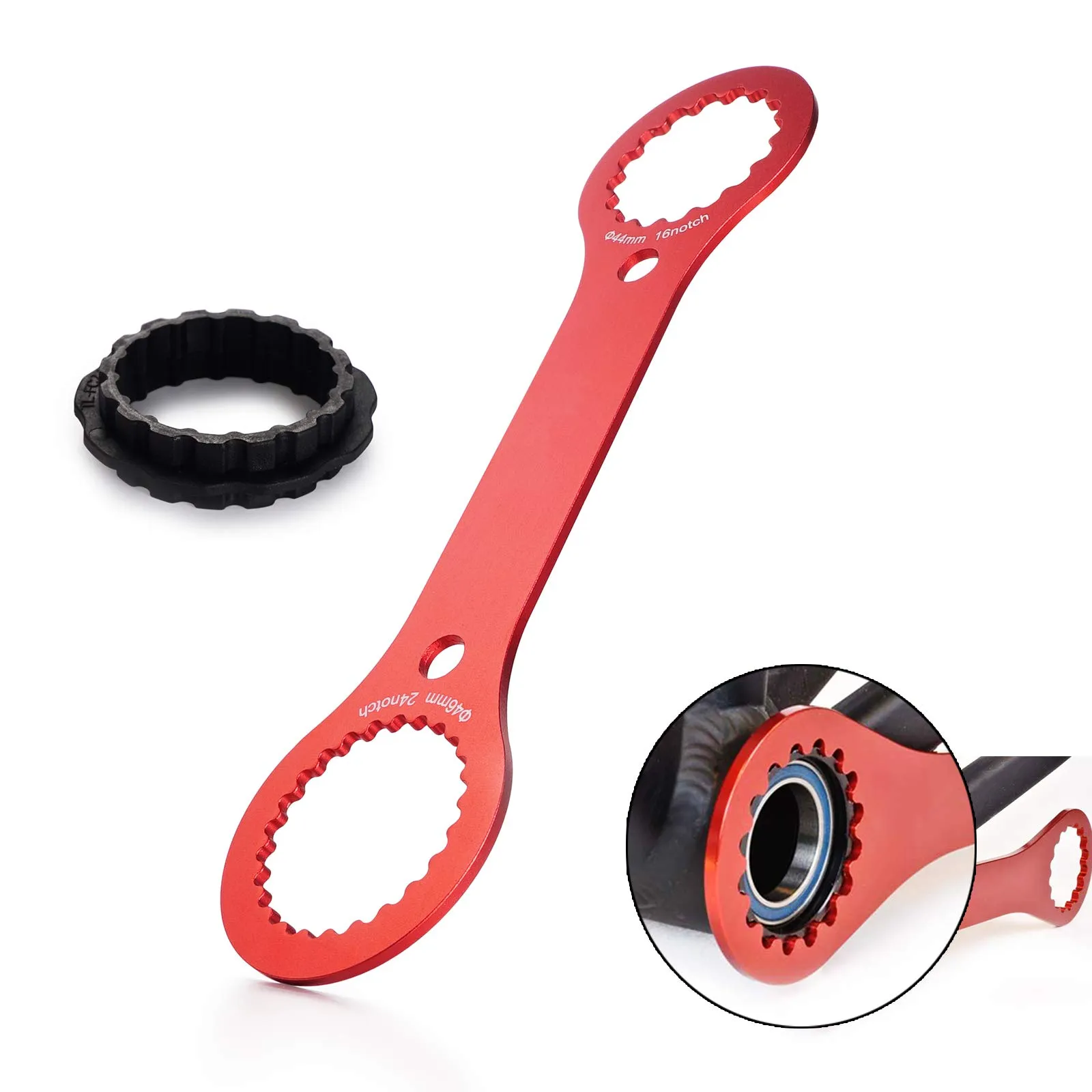Bicycle Multifunctional BB Wrench Set - Red & Silver, Durable Bottom Bracket Tool for Bikes