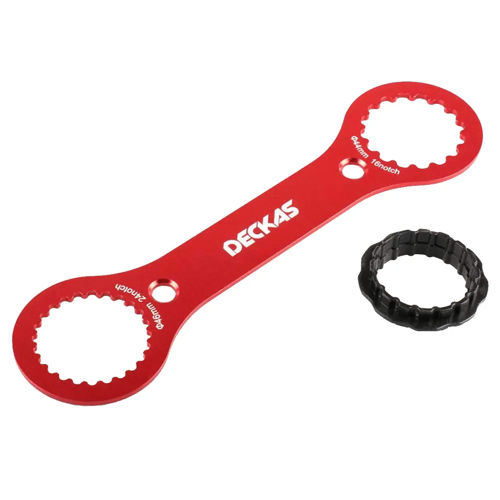 Bicycle Multifunctional BB Wrench Tool - DECKAS, Red, 9.8x2.5x0.1in, Aluminum Alloy, Durable