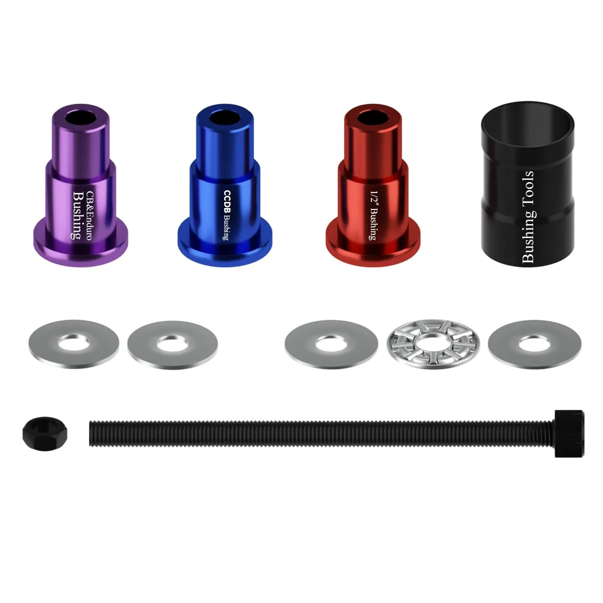 Bicycle Rear Shock Bushings Install Kit with 3 Adapters for 12mm/12.7mm Eyelet Removal Tools
