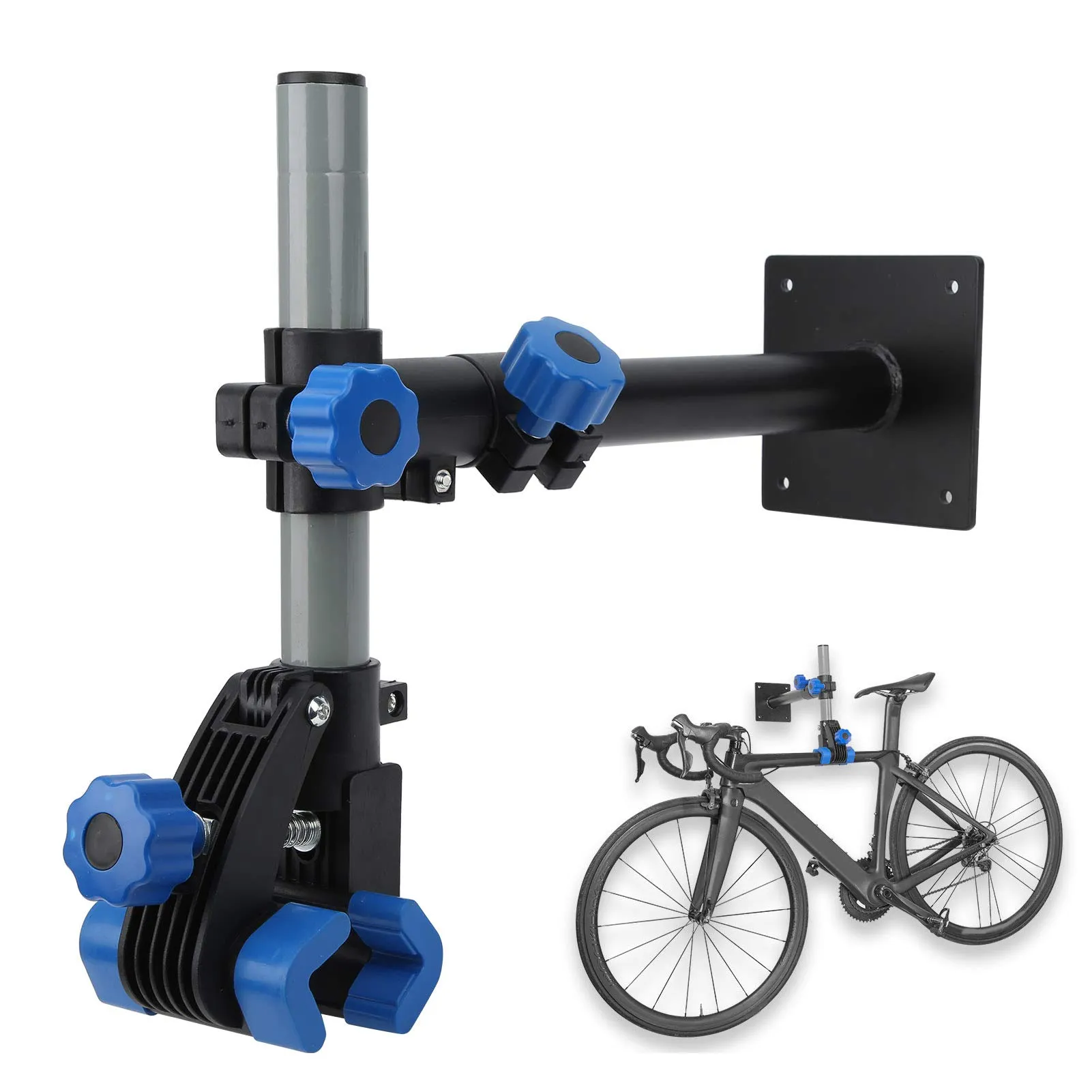 Bicycle Repair Rack - Adjustable Wall Mount Stand for All Bike Types, 360° Clamp, Carbon Steel