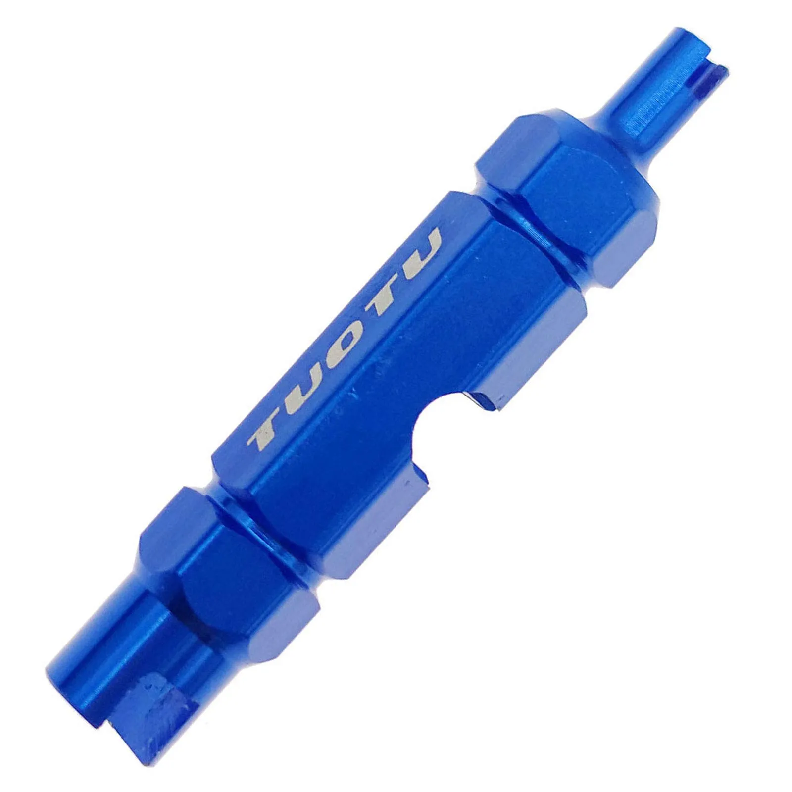 Bicycle Schrader Valve Core Removal Tool - TuoTu Aluminum Alloy - 5mm Wrench - Blue