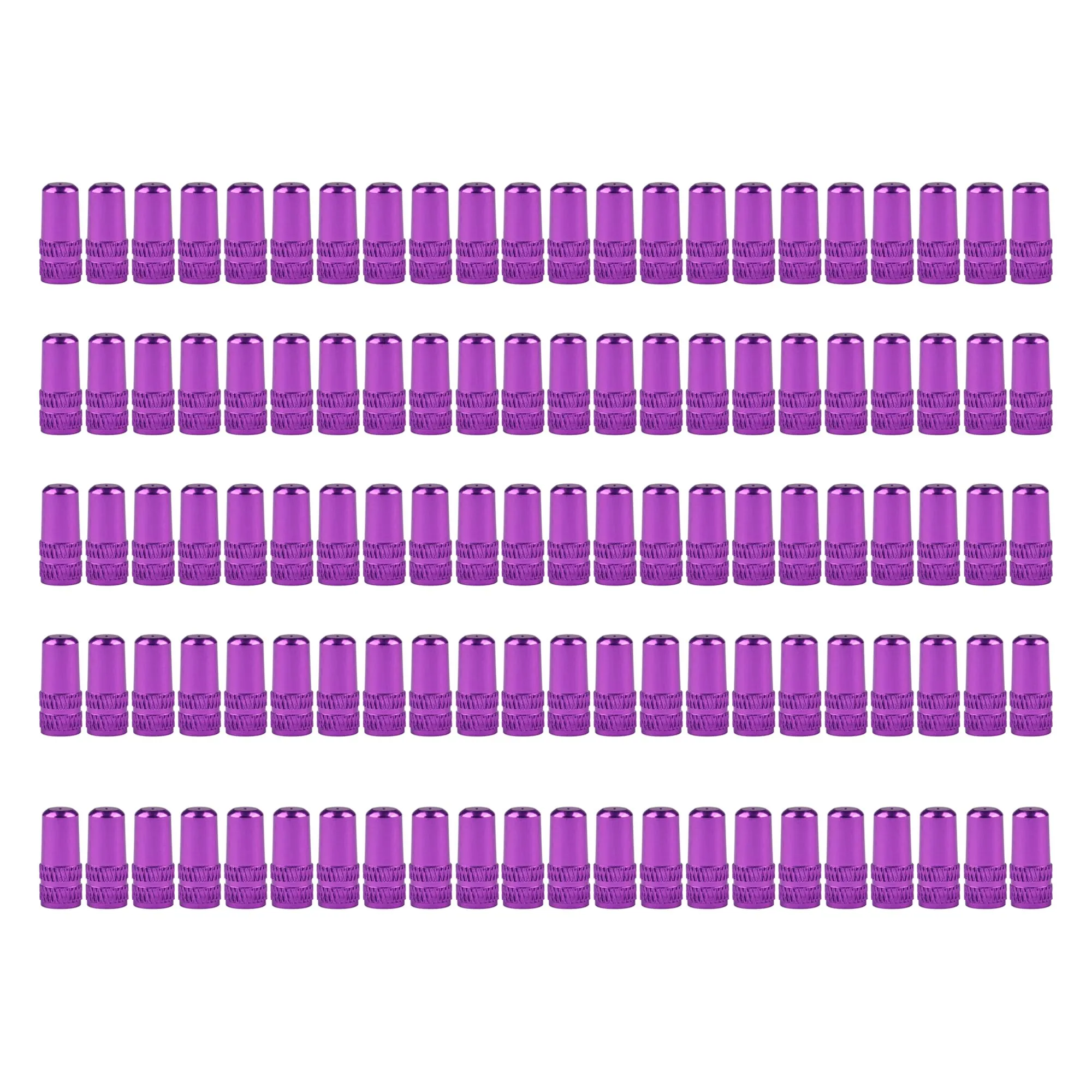 Bicycle Tire Presta Valve Cap Set of 100 Purple Aluminum Alloy Dust Covers for Bikes
