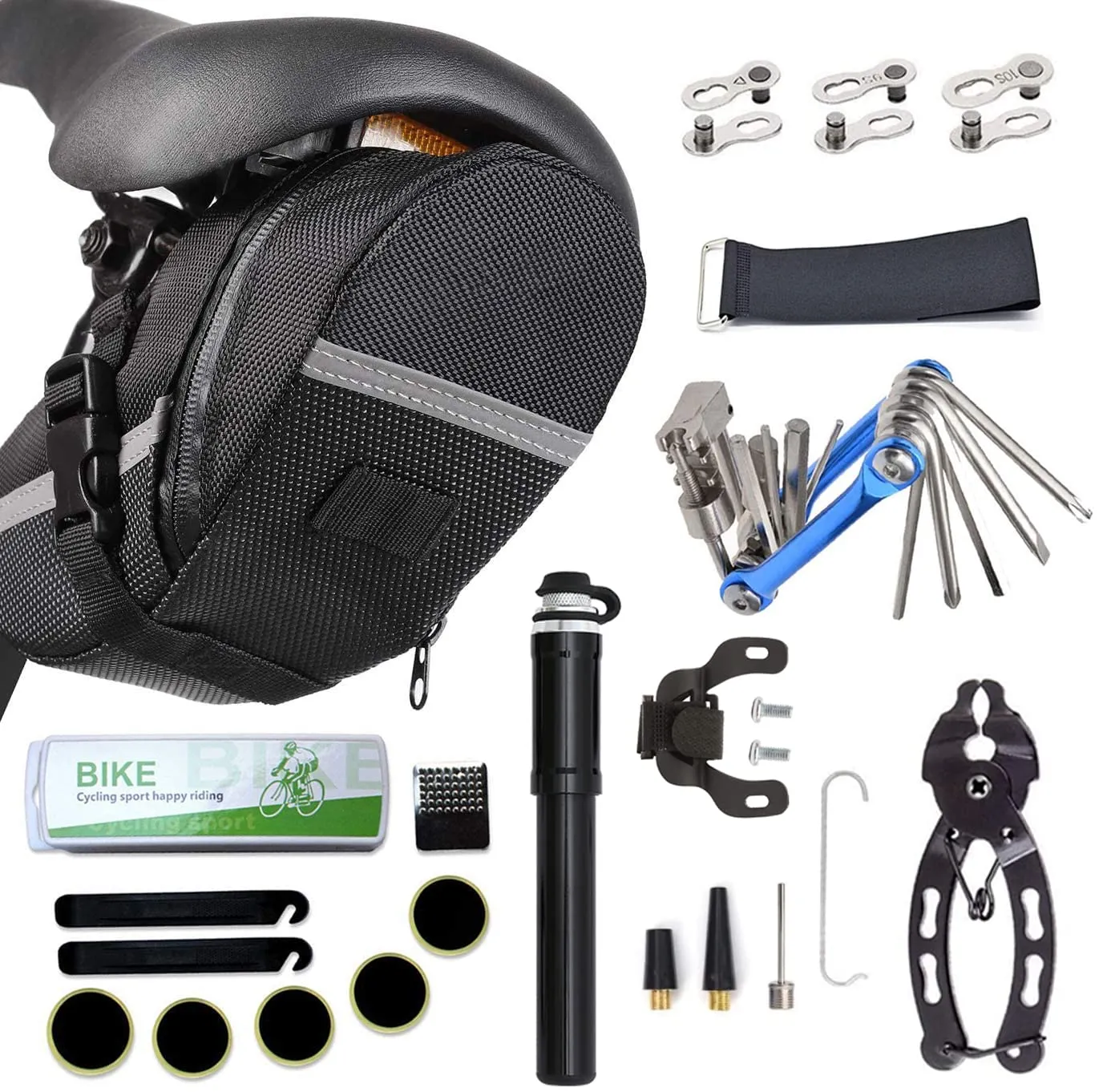 Bicycle Tire Pump and 11-in-1 Multi-Function Tool Kit for Road and Mountain Bikes