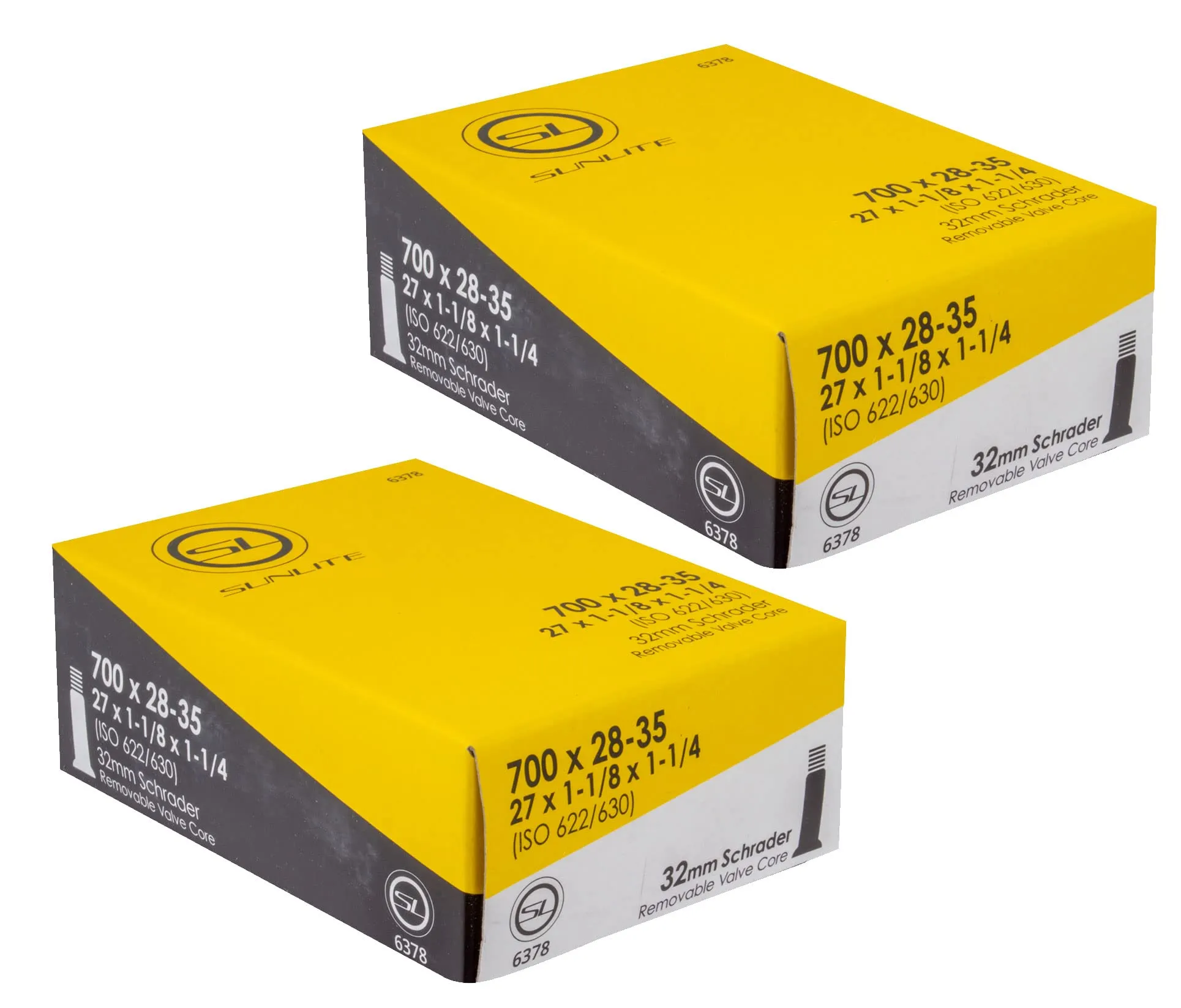 Bicycle Tube 700 x 28-35, 32mm Schrader Valve - 2 Inner Tubes for Road, Tri, Recumbent Bikes