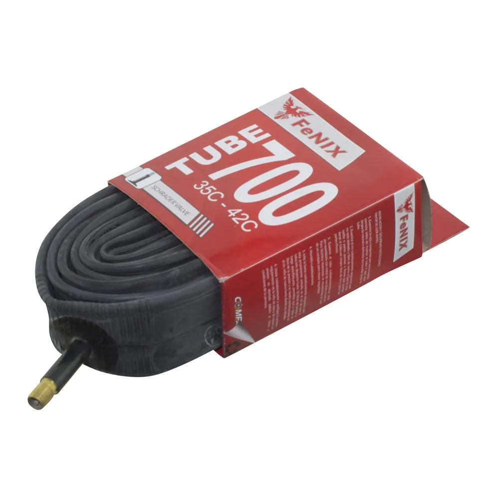 Bicycle Tube 700 x 35c/42c 48mm Schrader Valve by Fenix Cycles - Durable & Reliable
