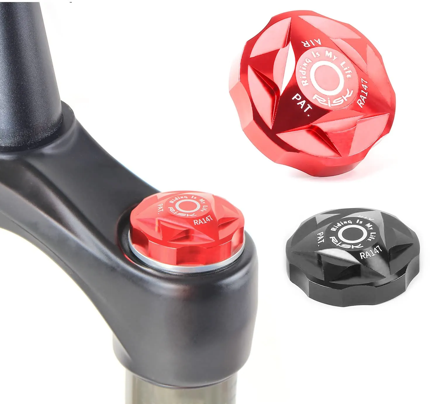 Bike Air Valve Top Cap Cover - CNC Machined Suspension Fork Cap, Black Color, 3 O-Rings Included