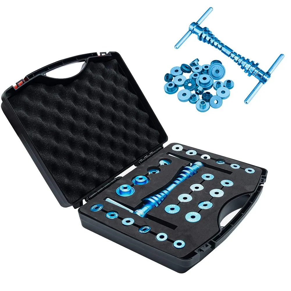 Bike Bearing Press Kit for Bicycle Repair - Durable Aluminum Alloy Tool Set with Box, Black/Blue