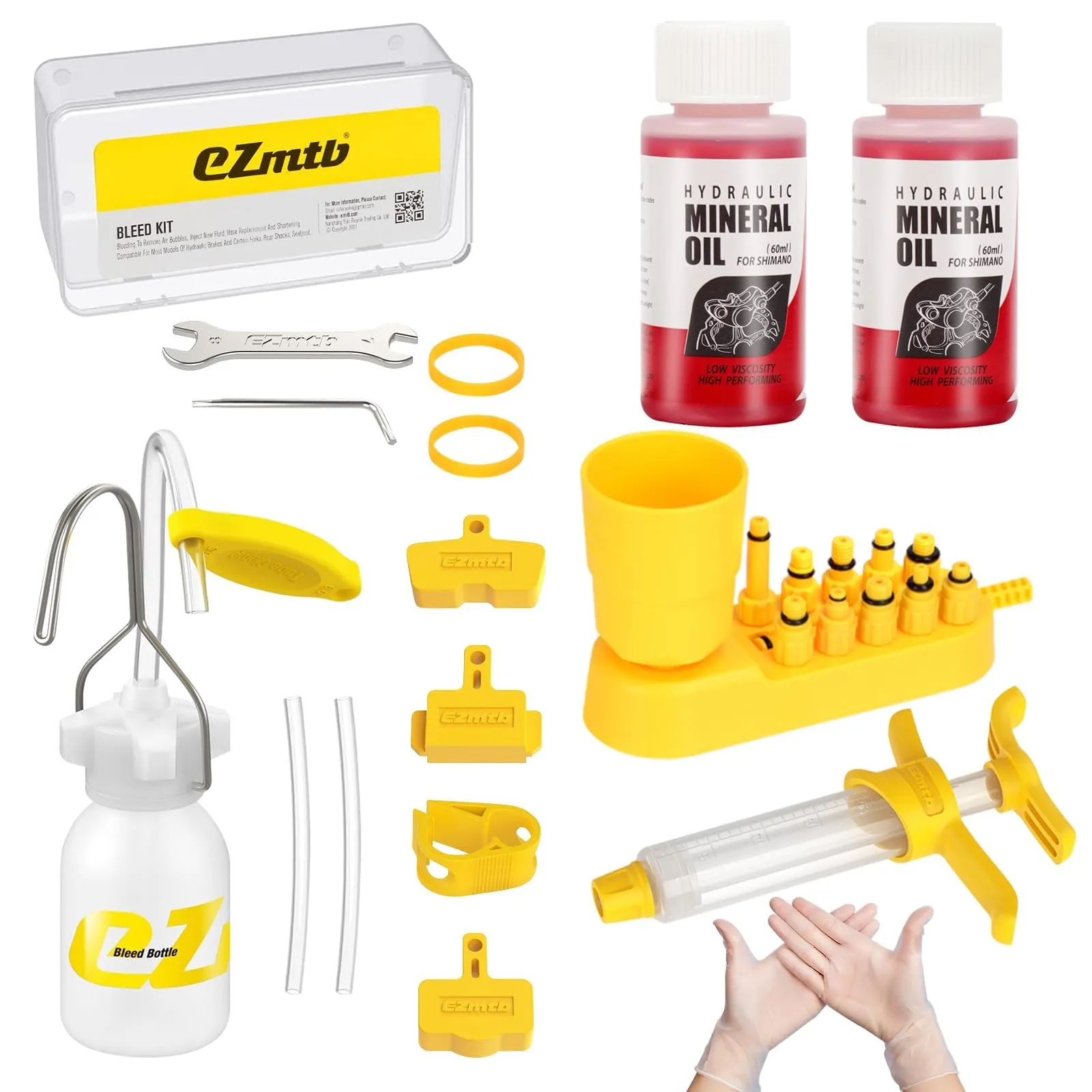Bike Brake Bleed Kit for Shimano & TEKTRO Hydraulic Disc Brakes with 120ml Mineral Oil