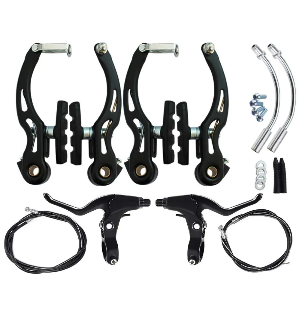 Bike Brake Kit V Type, 110mm Caliper with 70mm Pads, Aluminum Lever & Cable for Mountain/Road Bikes