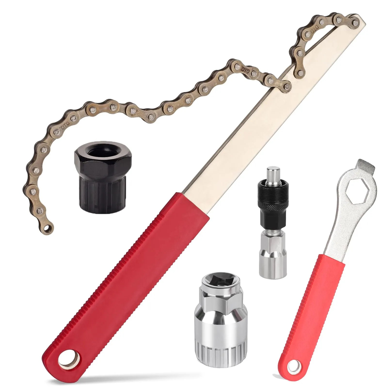 Bike Cassette Removal Tool Kit with Chain Whip & Lockring for MTB Freewheel Repair