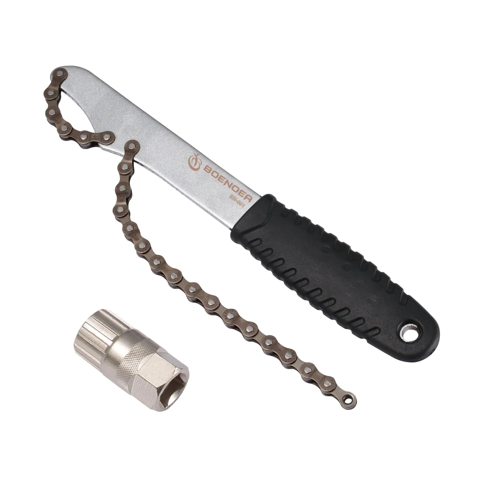 Bike Cassette Removal Tool with Chain Whip - Premium Carbon Steel Bicycle Sprocket Remover