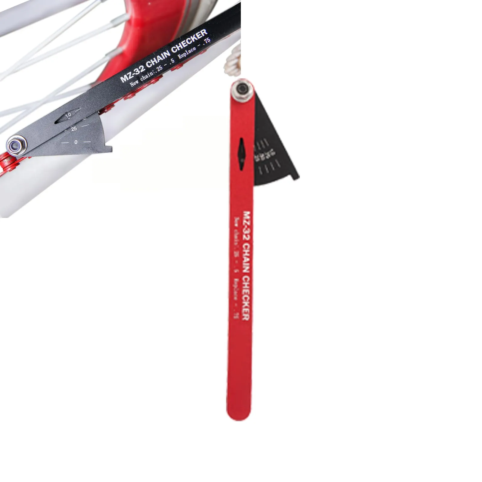 Bike Chain Checker Tool - Aluminum Alloy Wear Indicator, Compatible with Most Chains