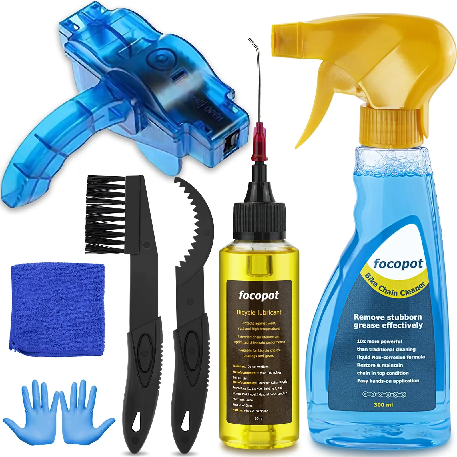 Bike Chain Cleaner Kit with Degreaser, Brush Tools & Lubricant for Mountain/Road/BMX Bikes