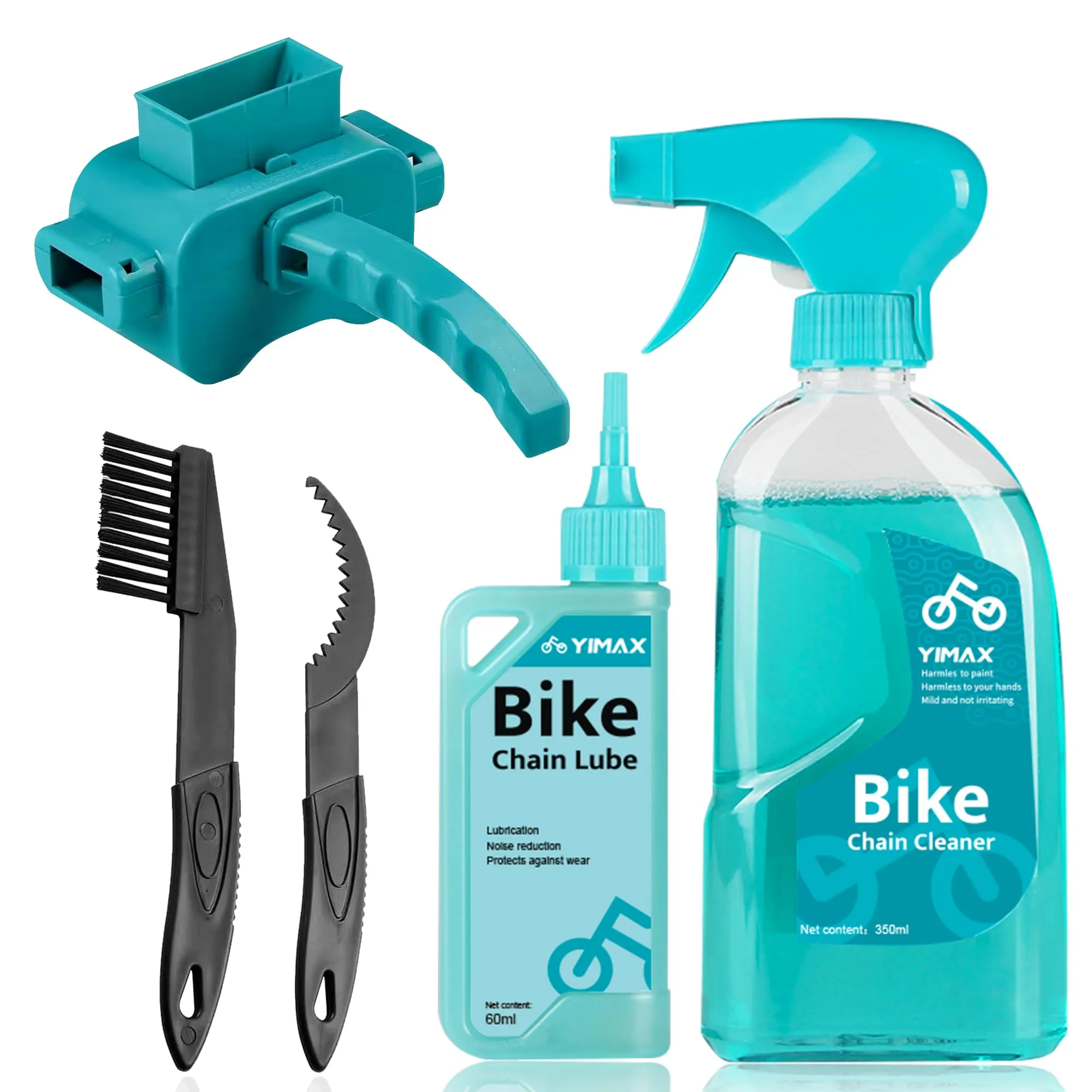 Bike Chain Oil Lubricant and Cleaner Set - Degreaser, Chain Scrubber, Brush Tools for All Bikes