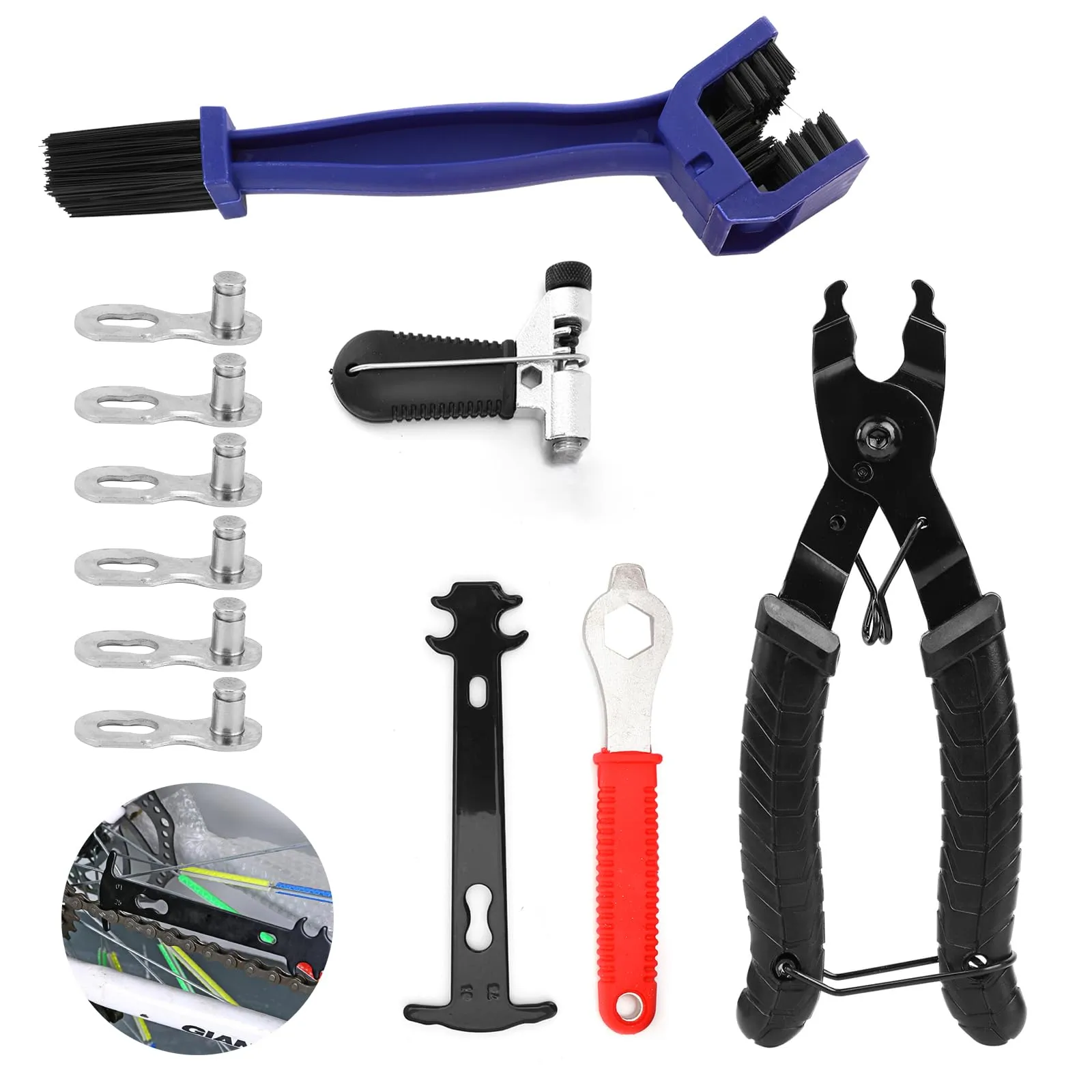 Bike Chain Tools Set - Complete Repair Kit for 6-12 Speed Chains, Ergonomic Design, Durable Steel