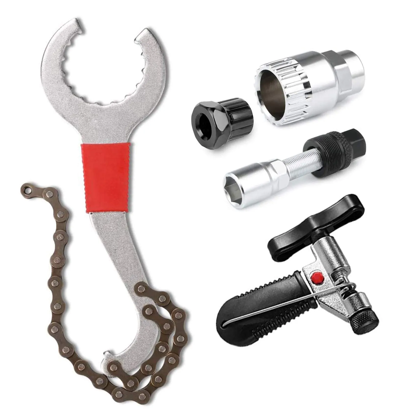 Bike Chain Tools Set - Link Plier, Breaker, Checker, Link Connector, Bracket & Freewheel Remover