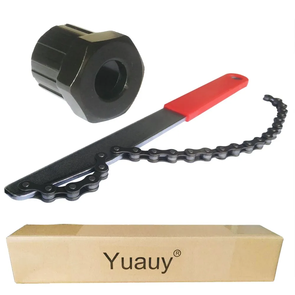Bike Chain Whip & Rotor Lockring Tool Kit - 8/9/10 Speed Compatible, Silver/Red/Black Colors