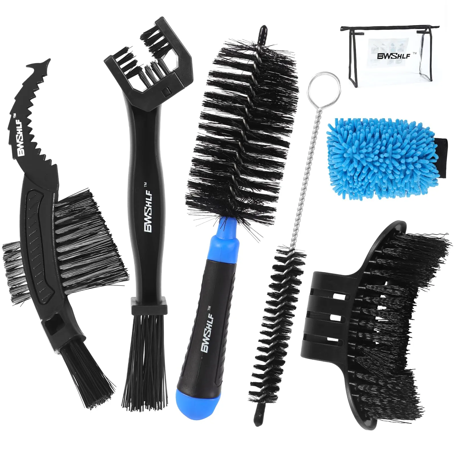 Bike Cleaning Kit - 6-Piece Set with 5 Brushes & Storage Bag for MTB, Road, BMX, E-Bike