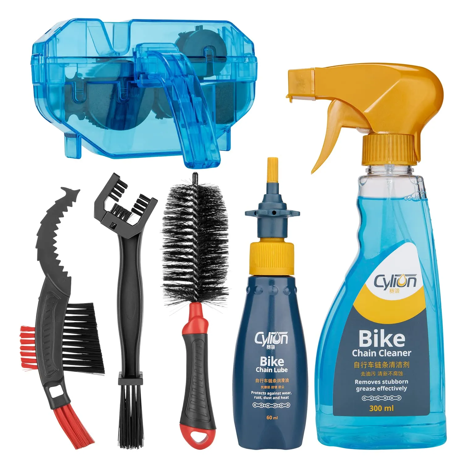 Bike Cleaning Kit with Chain Scrubber, Brushes, Degreaser & Lube for Bikes, Motorcycles & Cars