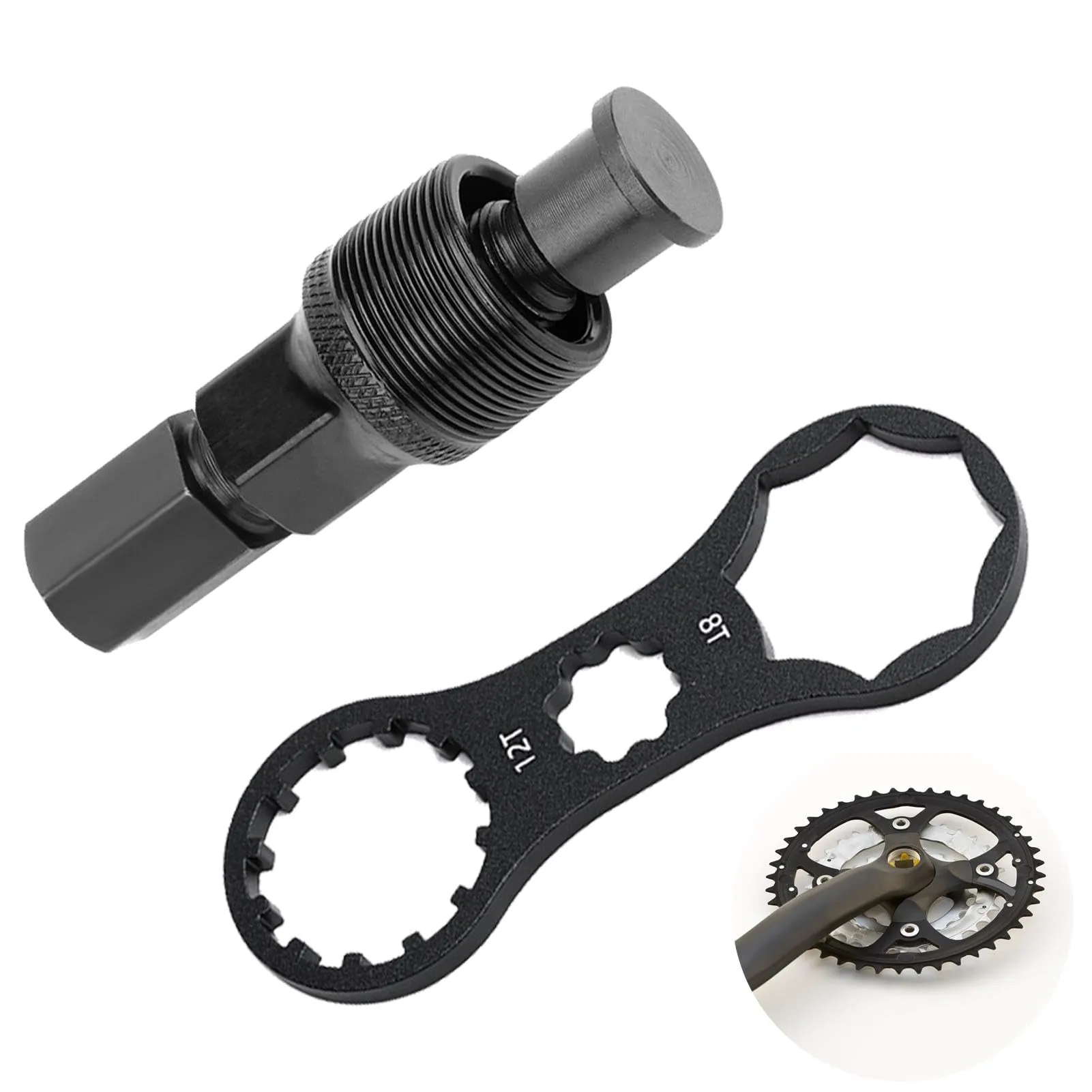 Bike Crank Puller Tool Set - Portable Crank Extractor for Mountain & Road Bikes (Black)